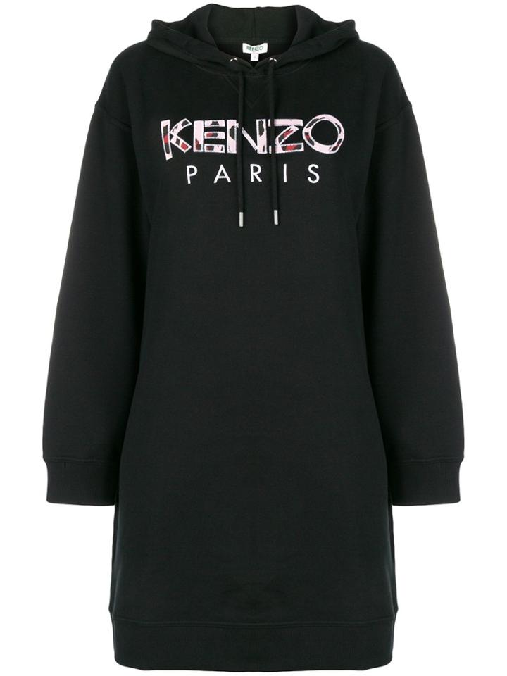 Kenzo Embroidered Logo Sweatshirt Dress - Black