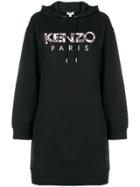 Kenzo Embroidered Logo Sweatshirt Dress - Black