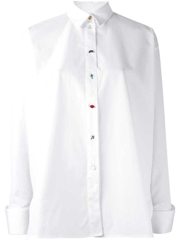 Paul Smith Button Detail Oversized Shirt, Women's, Size: 42, White, Cotton/cupro