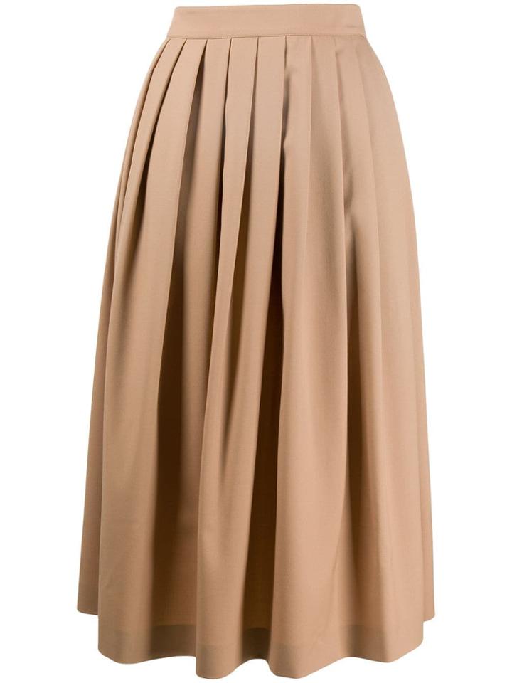 Agnona Pleated Midi Skirt - Neutrals