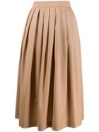 Agnona Pleated Midi Skirt - Neutrals