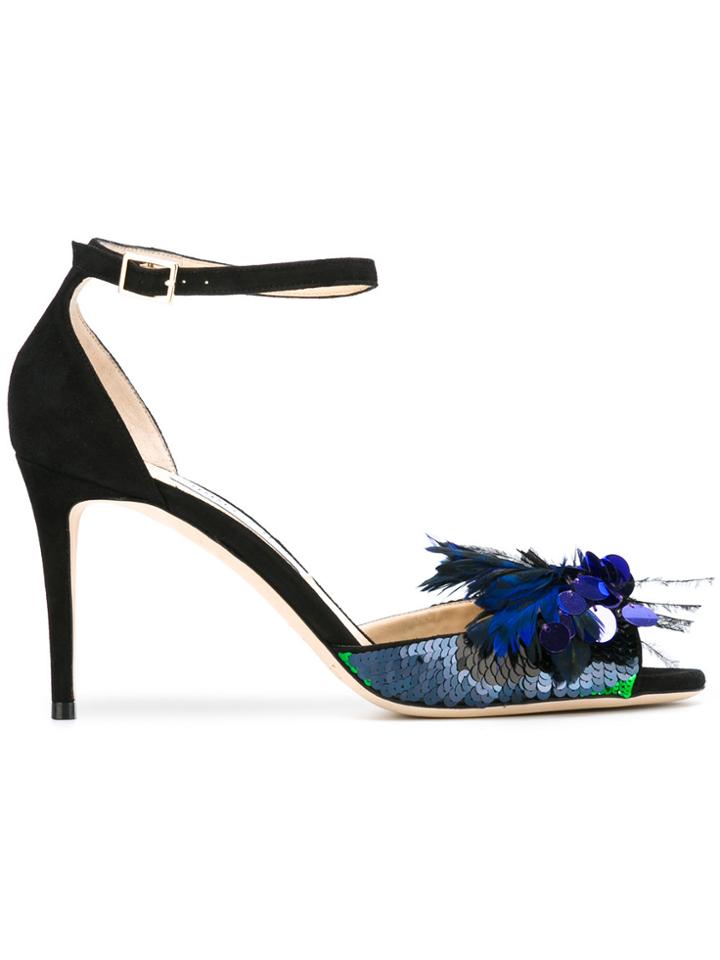 Jimmy Choo Annie 85 Sequin Sandals - Black