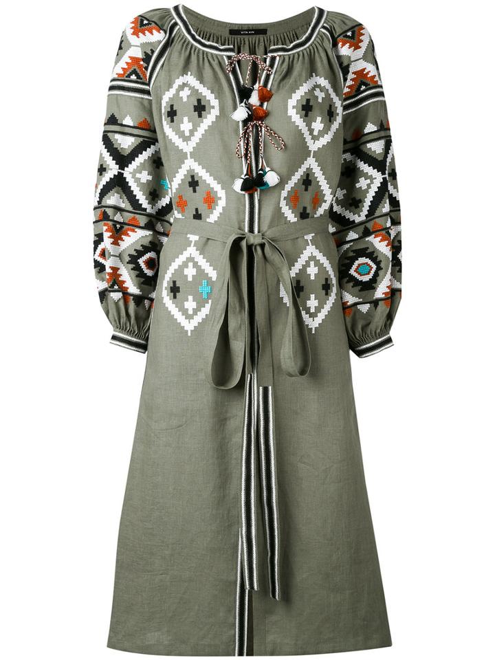 Vita Kin - Fatima's Eye Dress - Women - Linen/flax - Xs, Green, Linen/flax