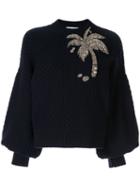 Dice Kayek Embellished Palm Tree Jumper - Blue