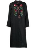Vita Kin Floral Embroidered Chest Dress - Black
