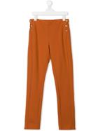 Chloé Kids Teen Scalloped-detail Trousers - Brown