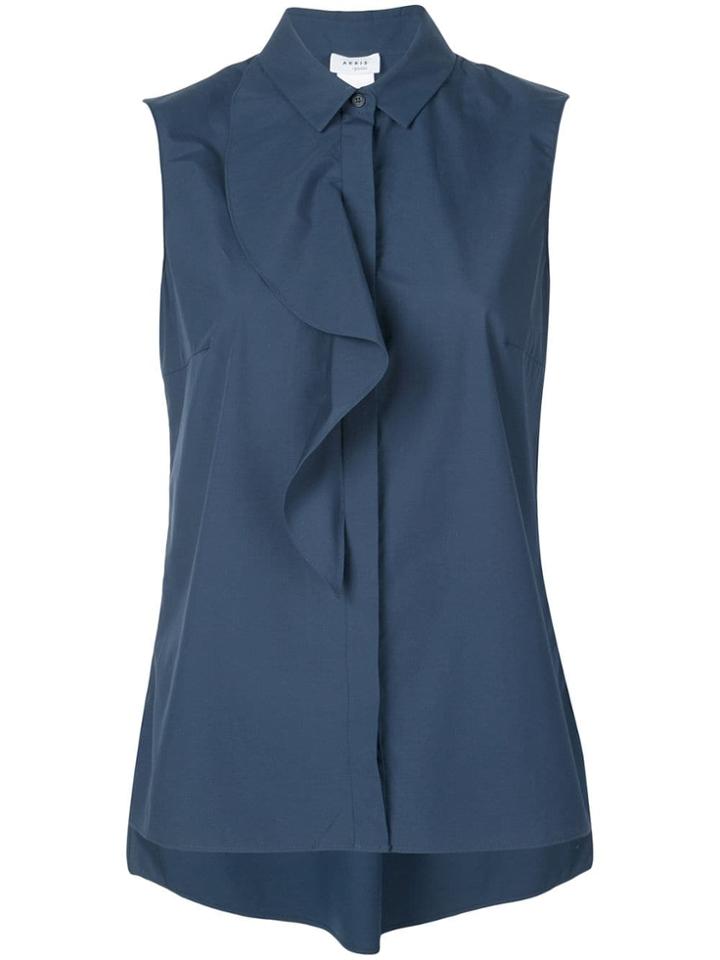 Akris Punto Ruffled Poplin Top - Blue