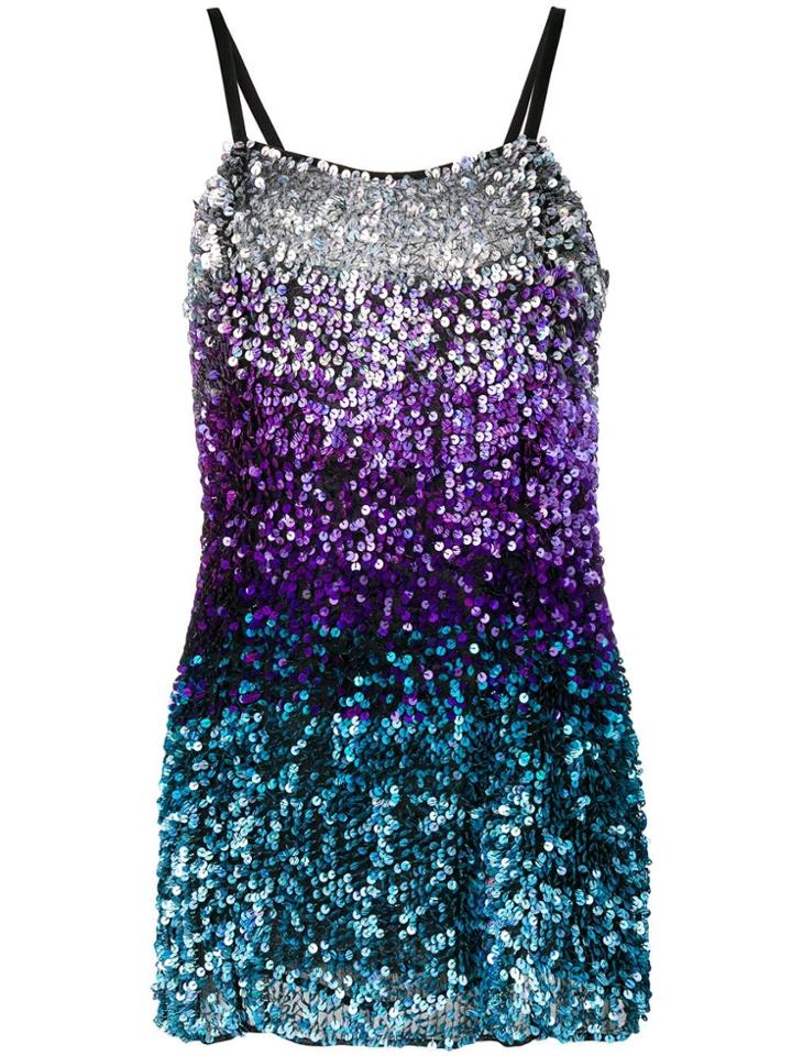 Amen Gradient Sequin Shift Dress - Purple