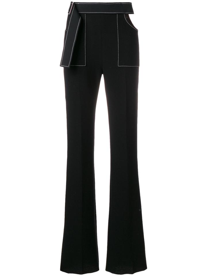 David Koma Contrast-trim Flared Trousers - Black