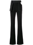 David Koma Contrast-trim Flared Trousers - Black