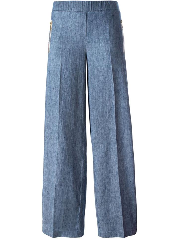 8pm Wide Leg Stripe Jeans, Women's, Size: S, Blue, Cotton