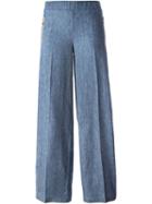 8pm Wide Leg Stripe Jeans, Women's, Size: S, Blue, Cotton