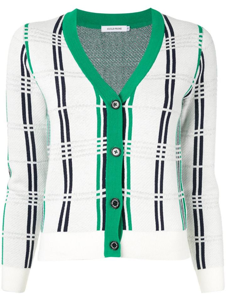 Guild Prime Check Knit Cardigan - White