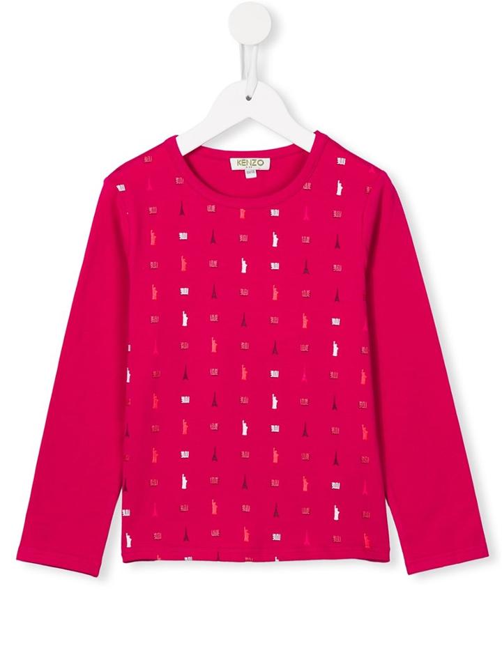 Kenzo Kids 'eiffel Tower' T-shirt, Girl's, Size: 12 Yrs, Pink/purple