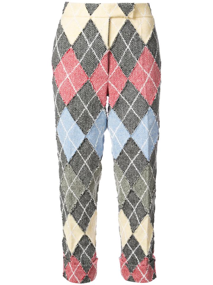 Thom Browne Classic Backstrap Trouser With Argyle Suiting Applique In