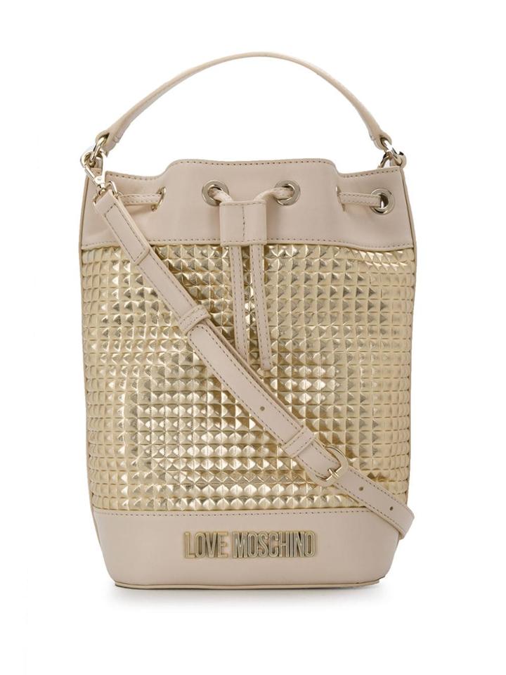 Love Moschino Metallic Logo Bucket Bag - Neutrals