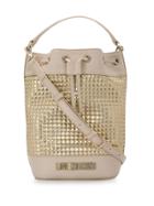 Love Moschino Metallic Logo Bucket Bag - Neutrals