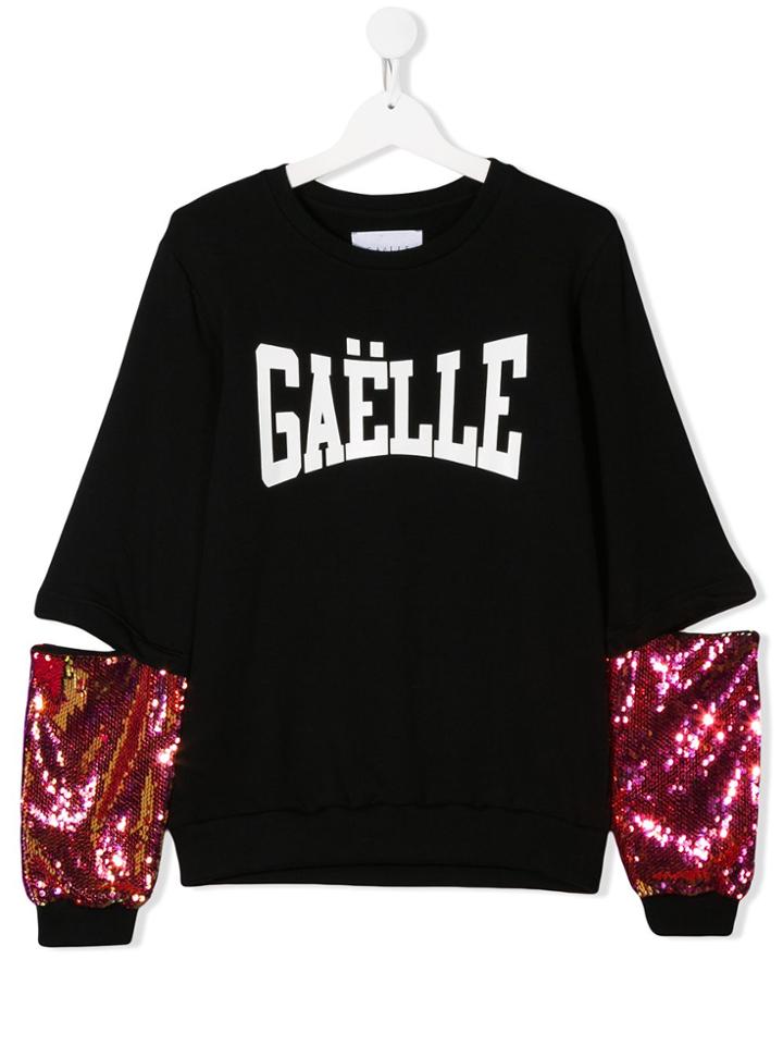 Gaelle Paris Kids Teen Sequin-embellished Logo Print Sweatshirt -