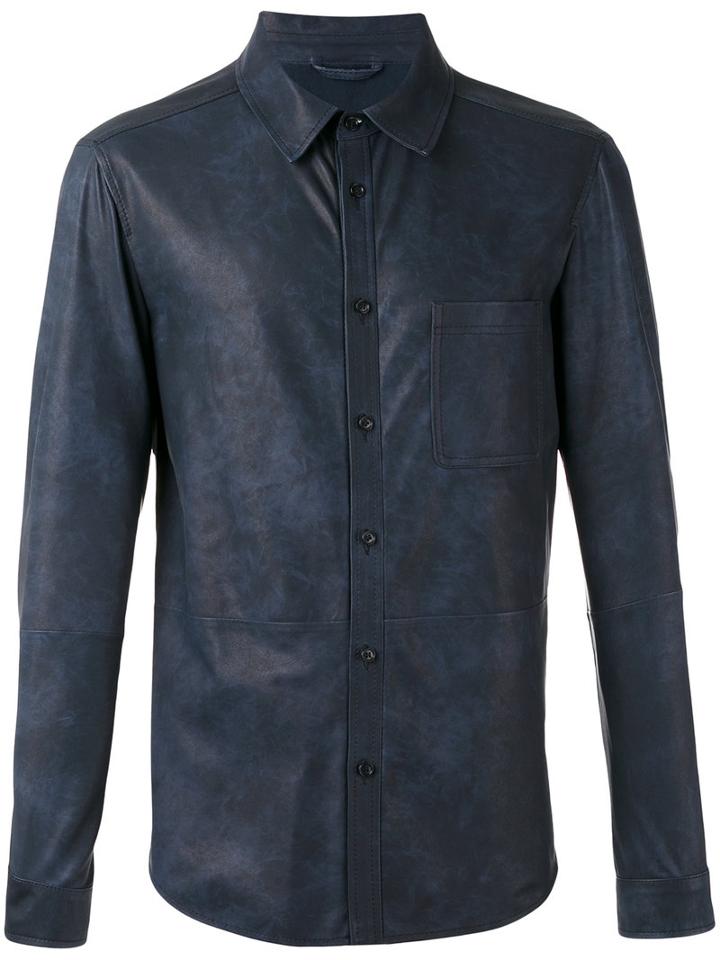 Desa 1972 Buttoned Shirt, Men's, Size: 50, Blue, Leather