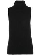 Novis Ribbed Sleeveless Jumper - Black