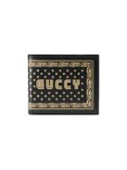 Gucci Guccy Print Leather Bi-fold Wallet - Black