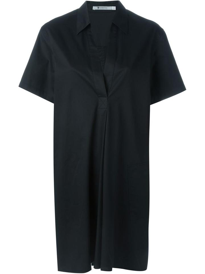 T By Alexander Wang Front Pleat Shirt Dress, Women's, Size: 2, Black, Cotton