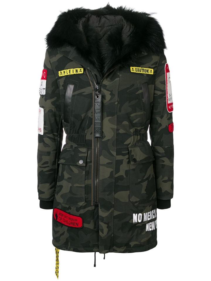 Philipp Plein Camouflage Patch Coat - Grey