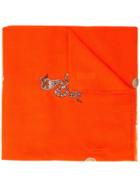 Janavi Snake Embroidered Scarf - Orange
