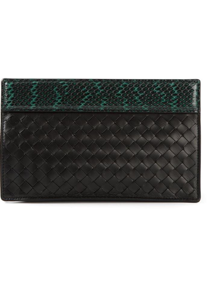 Bottega Veneta Intrecciato Clutch, Women's, Black, Lamb Skin
