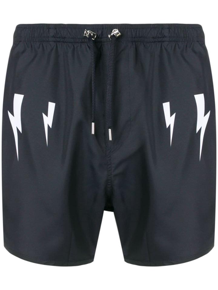 Neil Barrett Lightning Bolt Shorts - Blue