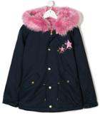 Little Marc Jacobs Teen Logo Embroidered Parka Coat - Blue