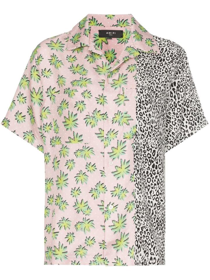 Amiri Floral Leopard Print Silk Shirt - Pink
