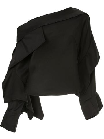 Sid Neigum Asymmetric Flounce Top - Black