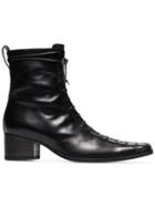 Haider Ackermann Ha 50 Lthr Laceup Sq Toe Bt - Black