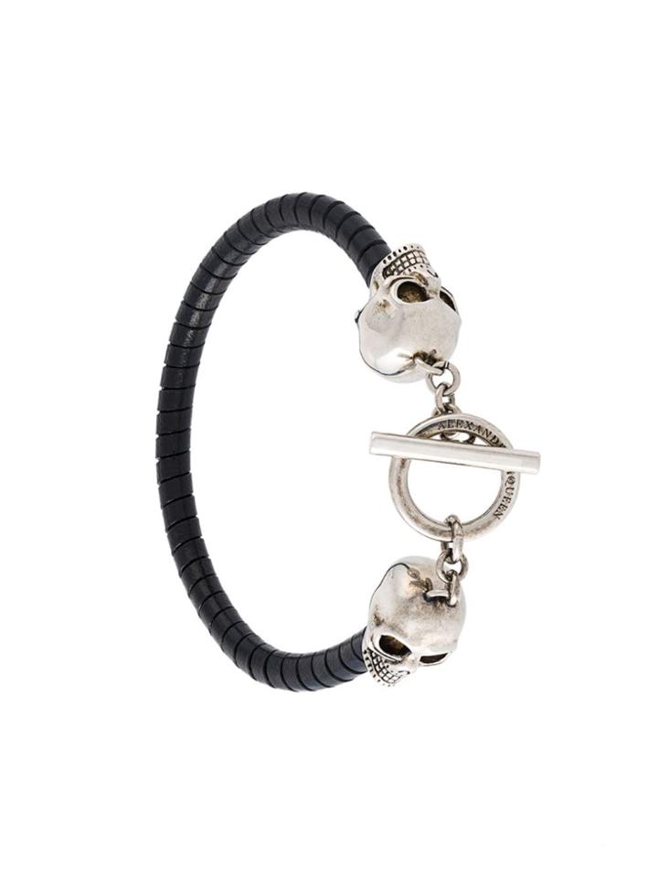 Alexander Mcqueen Woven Skull Bracelet - Black