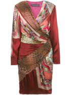 Etro Mixed Print Wrap Dress - Red