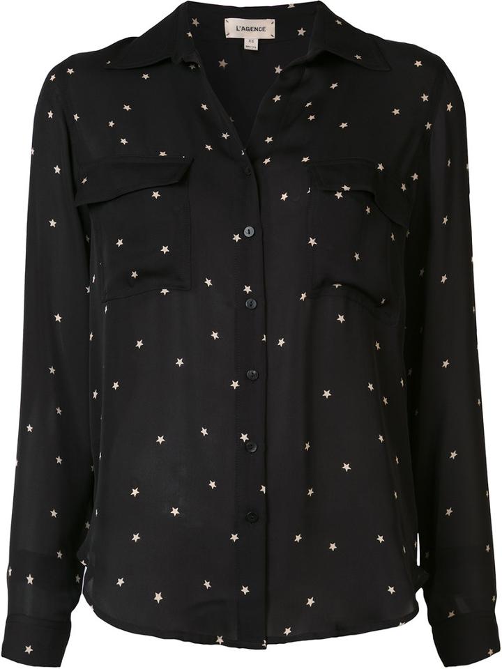 L'agence Star Print Shirt, Women's, Size: Medium, Black, Silk
