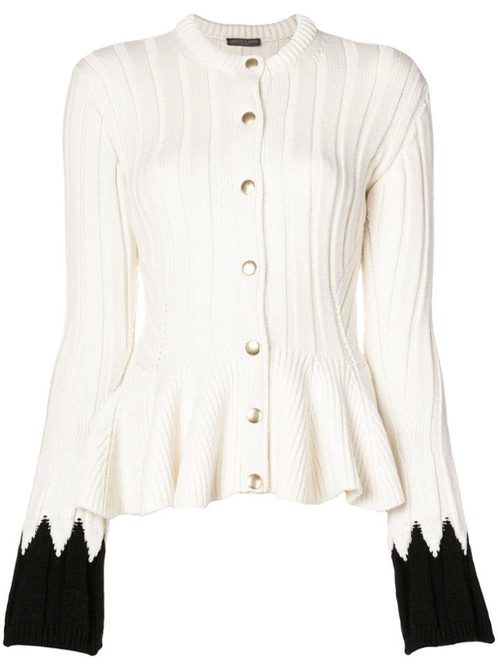 Alexander Mcqueen Contrast Cuff Cardigan - White