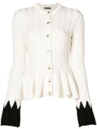 Alexander Mcqueen Contrast Cuff Cardigan - White