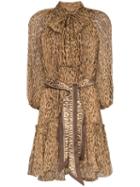 Zimmermann Leopard Print Mini Dress - Brown