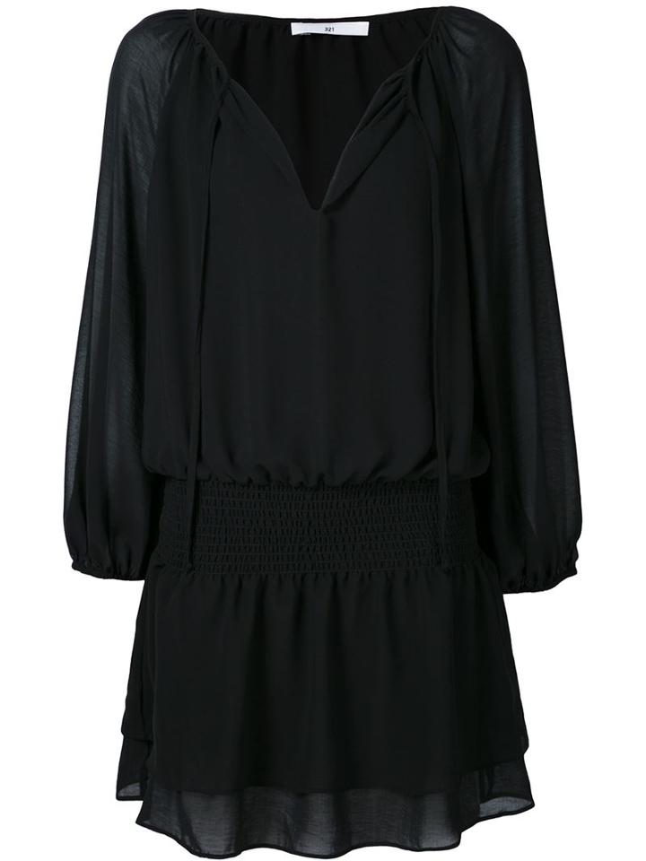 321 Smocked Waist Longsleeved Dress, Women's, Size: Xs, Black, Rayon