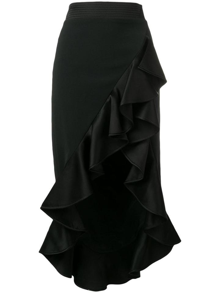 David Koma Ruffled Hem Flounce Skirt - Black