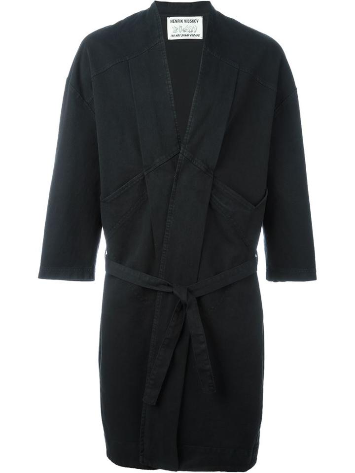 Henrik Vibskov Chock Long Single Breasted Coat, Adult Unisex, Size: M, Black, Cotton/spandex/elastane