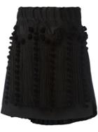 No21 Fringed Asymmetric Skirt - Black