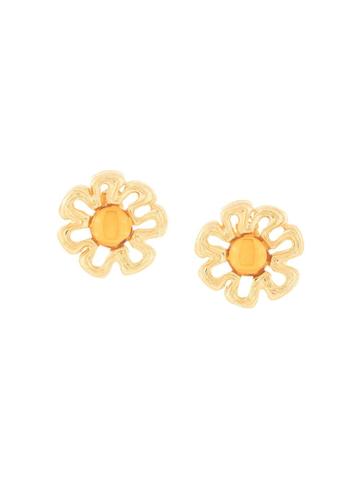 Givenchy Pre-owned Flower Stone Earrings - Yellow