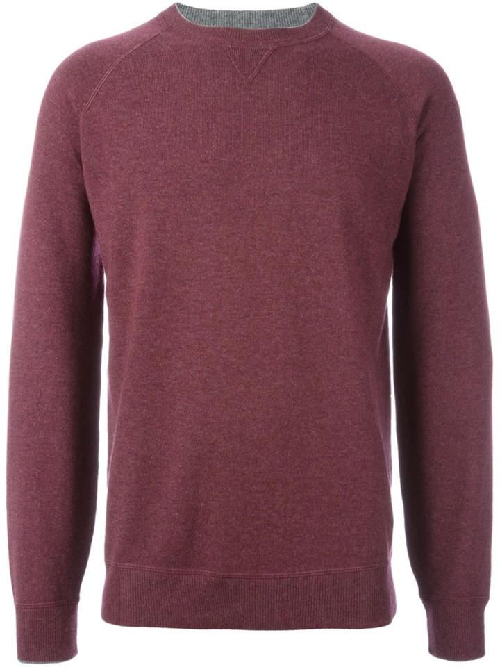 Brunello Cucinelli Cashmere Crew Neck Jumper, Men's, Size: 52, Red, Cashmere