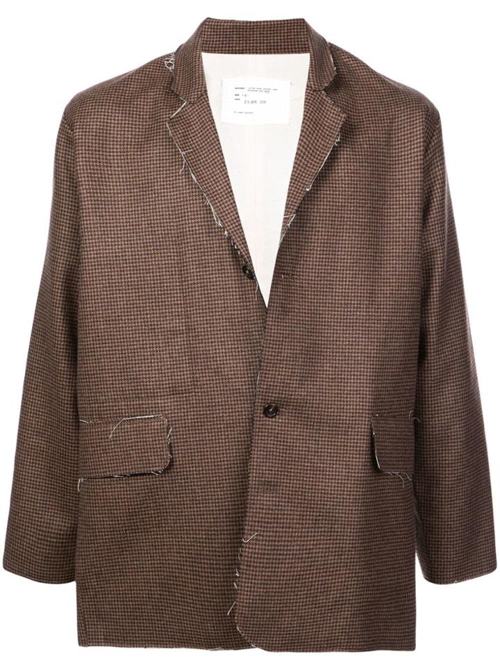 Camiel Fortgens Check Print Distressed Blazer - Brown