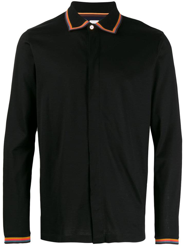 Paul Smith Rainbow Striped Trim Shirt - Black