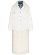Natasha Zinko Layered Shearling Collar Denim Jacket - White