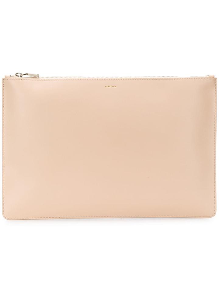 Jil Sander Envelope Leather Clutch - Nude & Neutrals